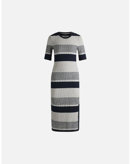 Boss White Etanah Structured-Stripe Dress