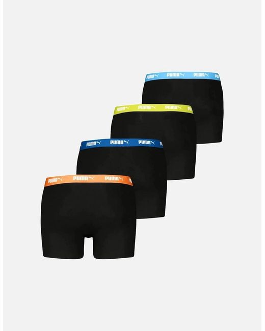 PUMA Black 4-Pack Everyday Boxer Briefs, W/ Waistbands for men