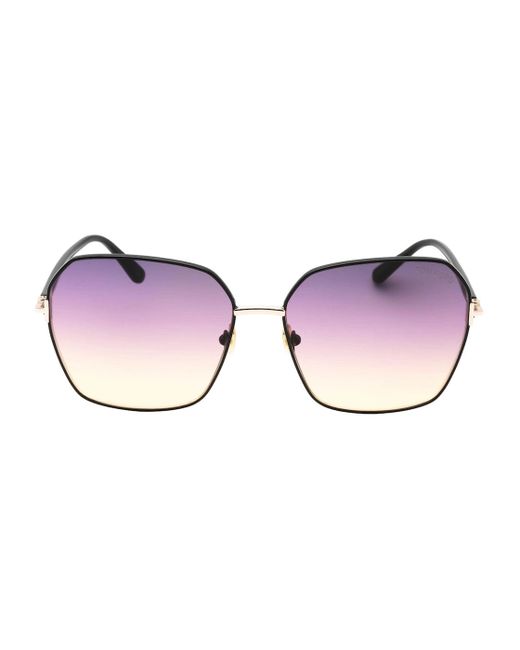 Tom Ford Pink Claudia-02 Gradient Smoke Lens Shiny Sunglasses