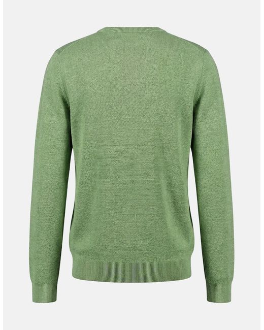 Fynch-Hatton Green Fine Knit Air Cotton Crewneck Sweater Avocado for men