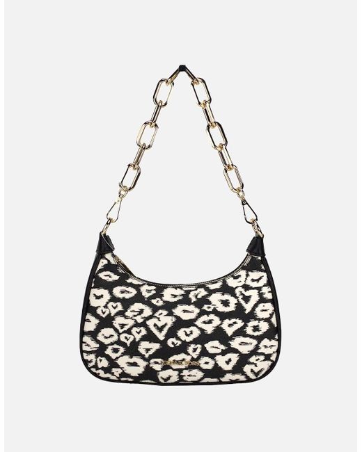 Michael Kors White Heart Print Zip Pouchette Crossbody Bag