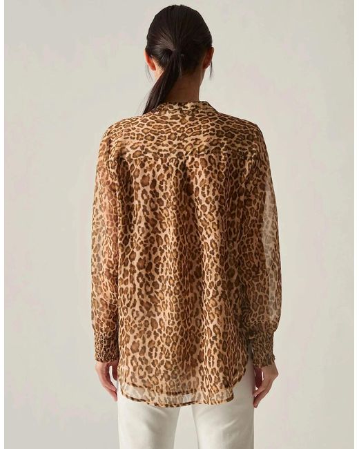 James Lakeland Brown Camel Leopard Print Blouse