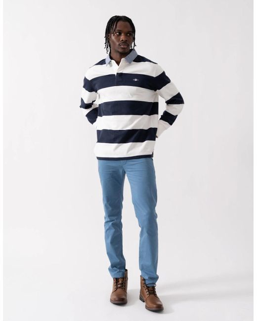 Gant Blue Regular Fit Chambray Stripe Heavy Rugger for men