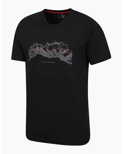 Mountain Warehouse Black Tech Mountains Organic T-Shirt for men