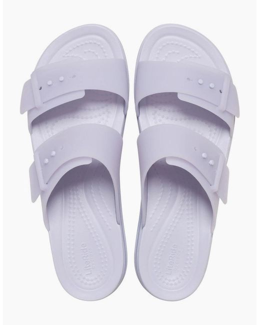 CROCSTM Blue Brooklyn Buckle Low Wedge Moon Sandals
