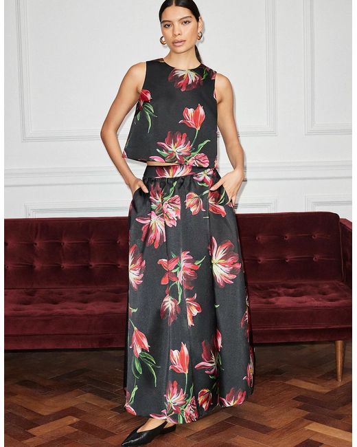 Ro&zo Red Hand Painted Tulip Full Skirt
