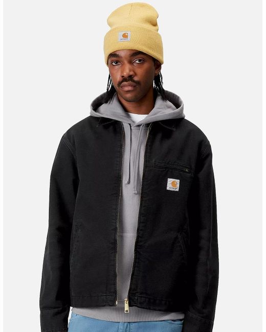 Carhartt Black Detroit Jacket/ Stone Canvas for men