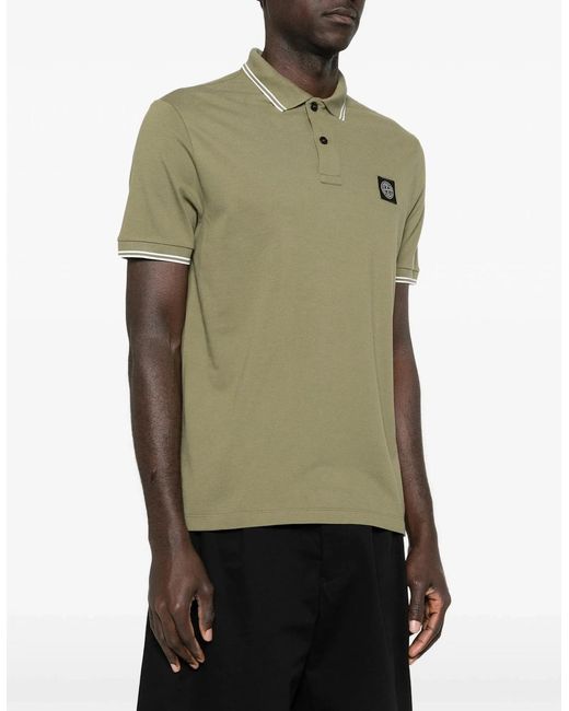 Stone Island Green S0018 Patch Logo Polo for men