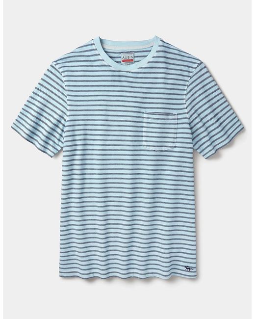 aubi Blue Humby Pique Striped T-Shirt for men