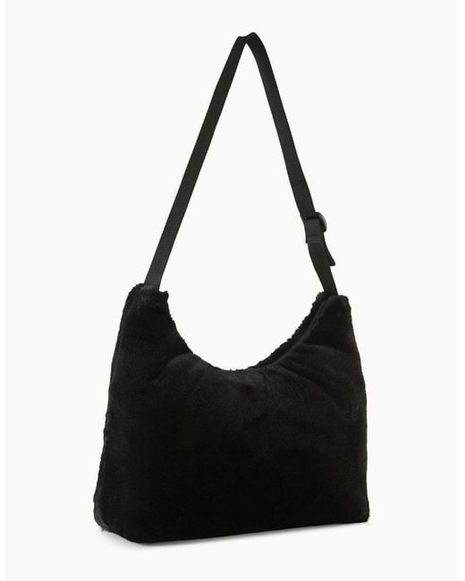 PUMA Black Up Faux Fur Slouchy Hobo Bag