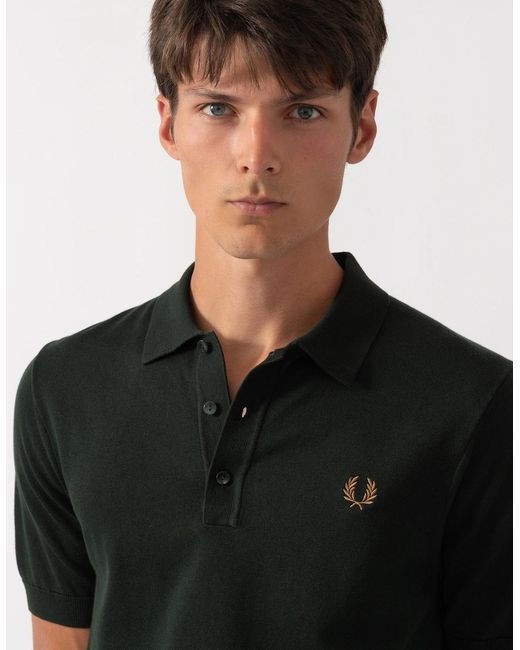 Fred Perry Black Cotton Knitted Shirt for men