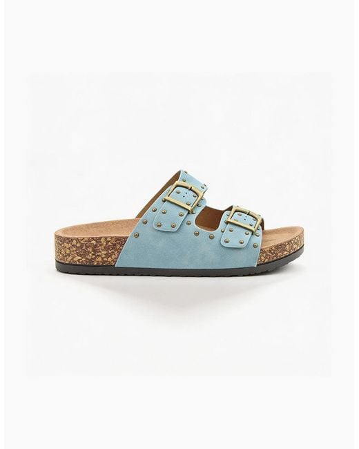 Heavenly Feet Blue Polly Mules Sandals