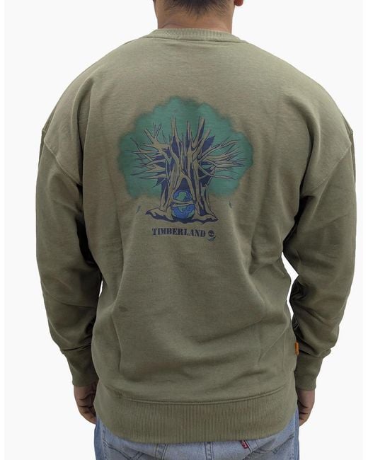 Timberland Green Sweatshirts Pullover Crew Neck Fleece Casual Cotton Jumper for men