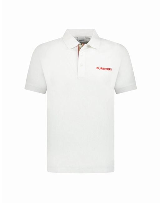 Burberry 'Hartford' Embroidery Logo Check Polo in White for Men