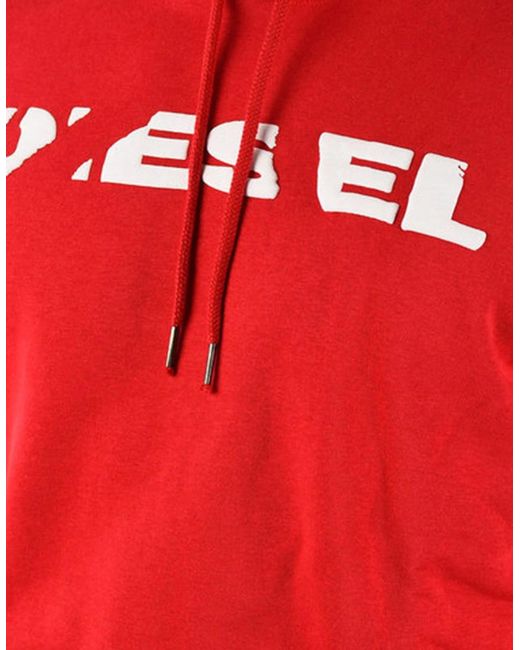 DIESEL Red Agnes Bro Sweat Hoodie Casual Hooded Top Sweatshirt Pullover Hoody for men