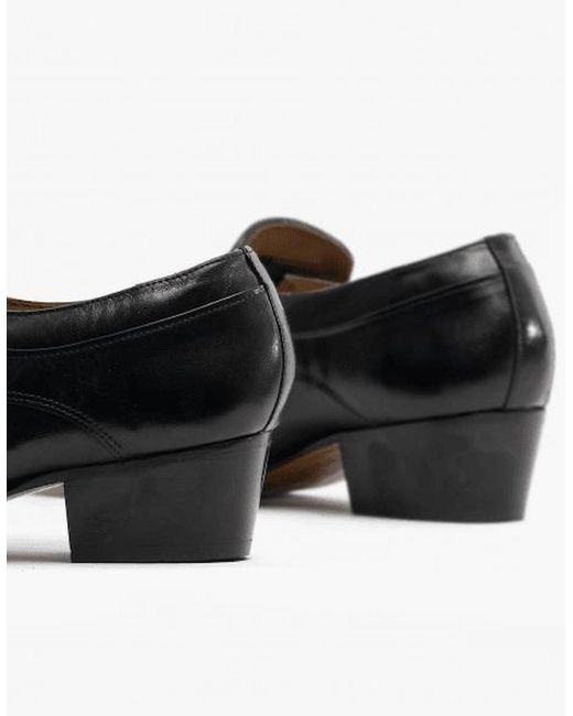 Club Cubano Black Carluccio Leather Cuban Heel Shoes for men