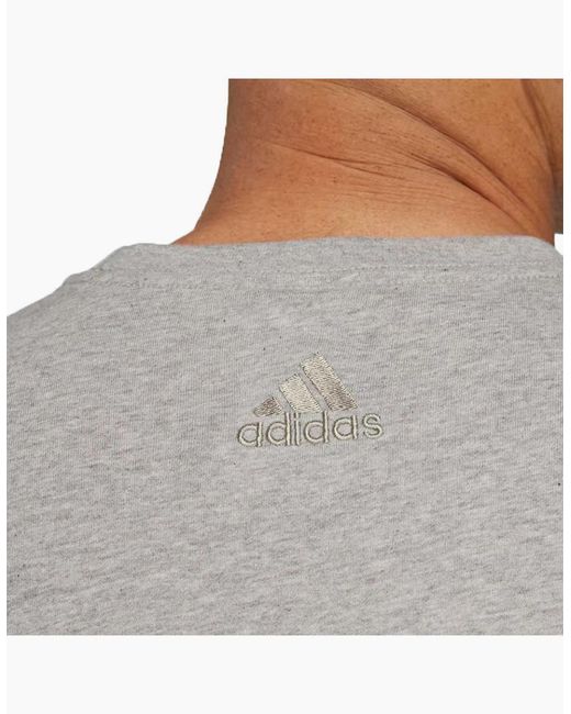 Adidas Gray Essentials T Shirts Crew Neck Single Jersey Linear Embroidered Logo for men