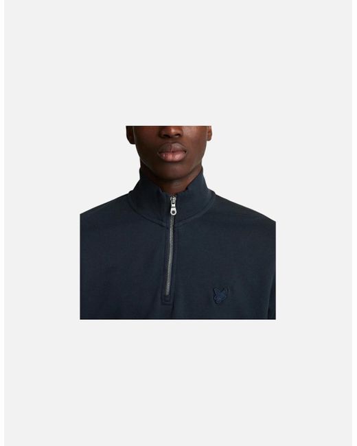 Lyle & Scott Blue Lyle & Scott Ml2022Ton Tonal Eagle Half Zip High Neck Jumper Sweatshirt Top for men