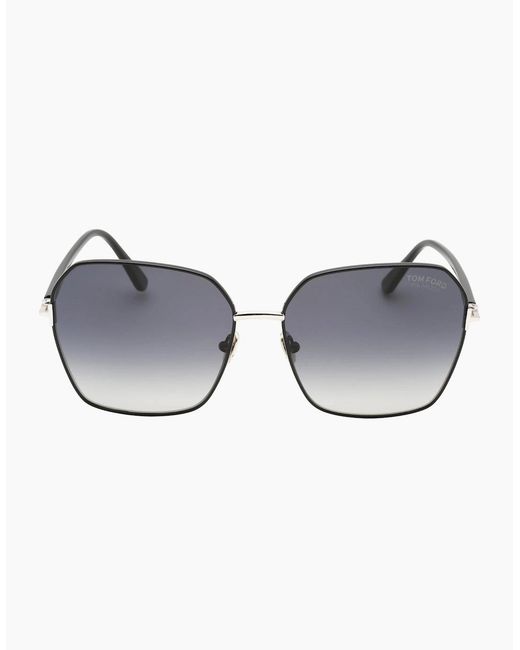 Tom Ford Gray Claudia-02 Smoke Polarized Lens Shiny Sunglasses