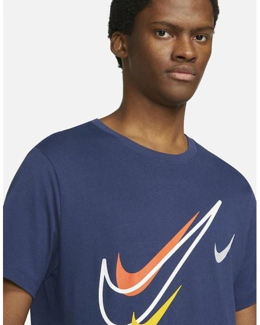 Nike Blue Sportswear Club Swoosh Classic Logo T Shirt for men