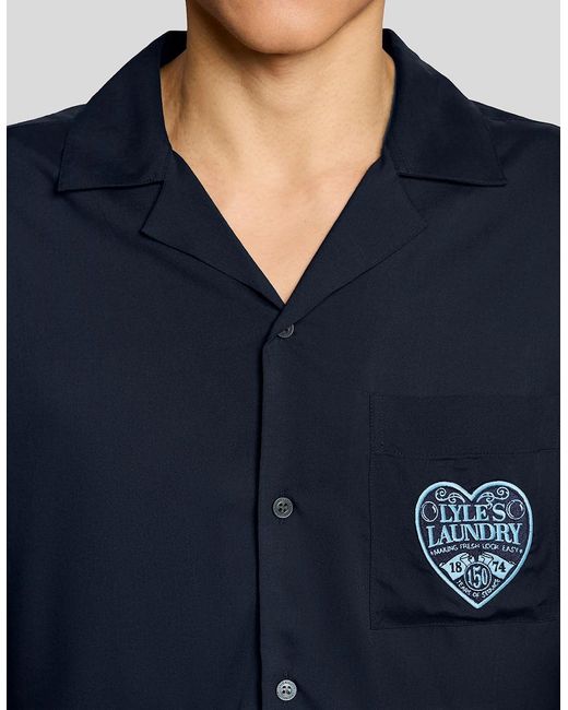 Lyle & Scott Blue Short Sleeve Laundry Logo Shirt for men