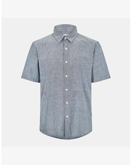 Peter Werth Blue Collared Neck Short Sleeve Regular Fit Shirt for men
