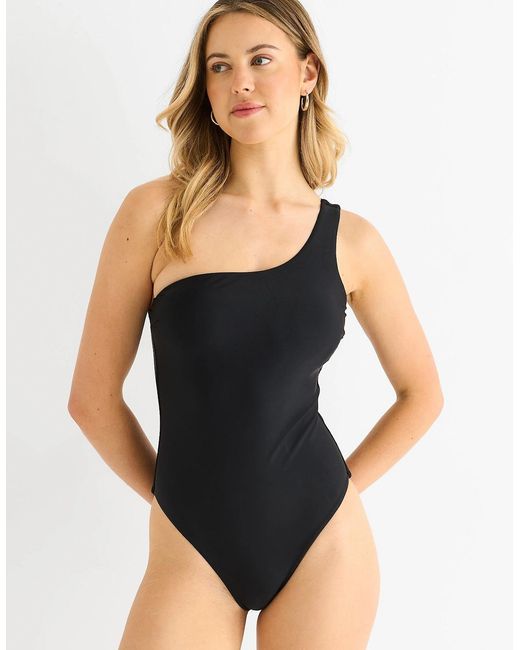 Gini London Black One Shoulder Swimsuit