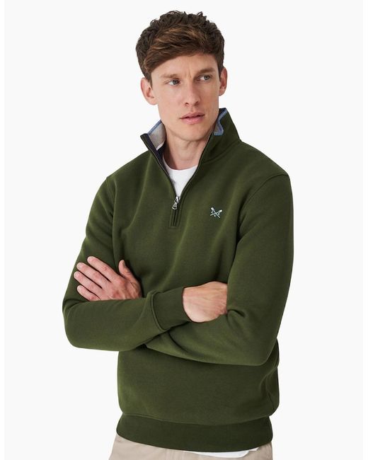 Crew Green Classic Half Zip Sweatshirt for men