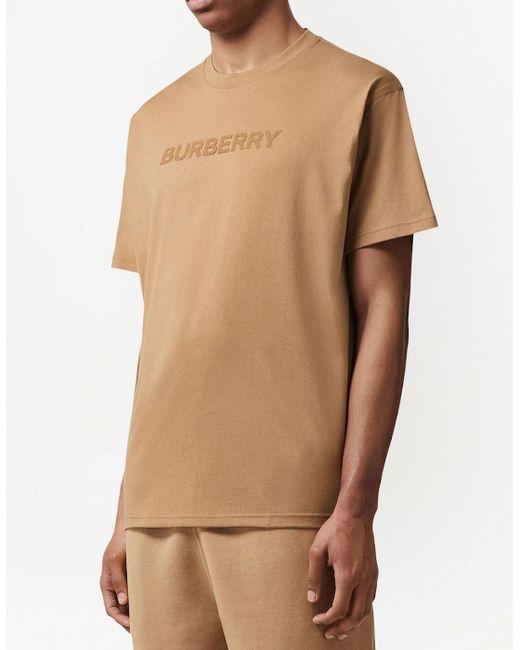 Burberry Natural Harriston Logo Print T-Shirt Camel for men