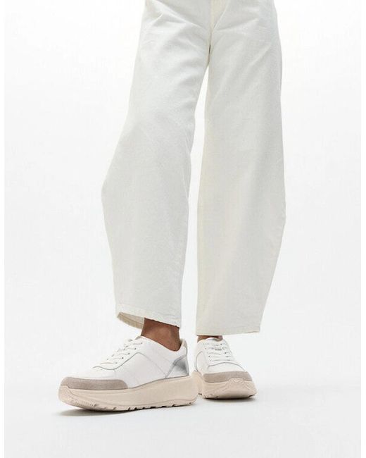 Fitflop White F-Mode Leather Trainers Urban