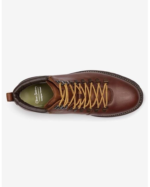Oliver Sweeney Brown Waxed Leather Hiker Boots for men