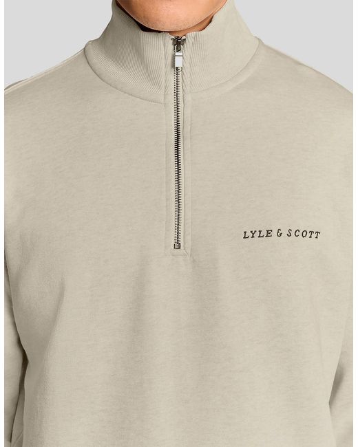 Lyle & Scott Natural Heavyweight Script 1/4 Zip Sweatshirt for men