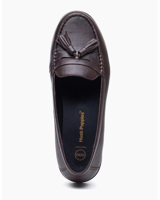 Hush Puppies Black Connie Leather Chocolate Loafers