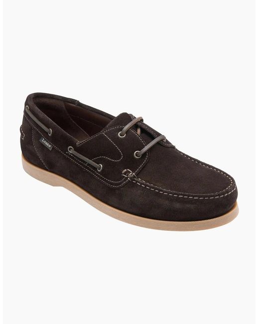 Loake Black Padstow Boat Shoe Dark Suede for men
