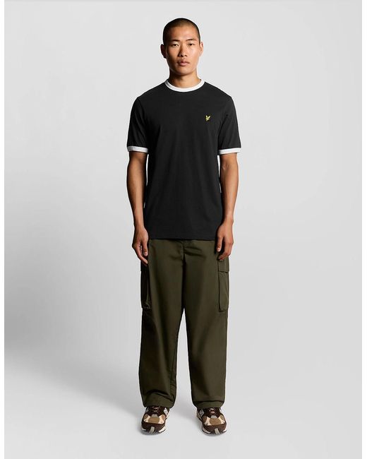 Lyle & Scott Black Ringer Cotton Crew Neck T-Shirt for men