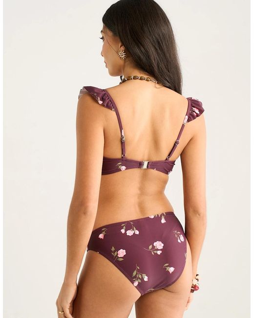 Gini London Red Mulberry Floral Printed Bikini Bottom