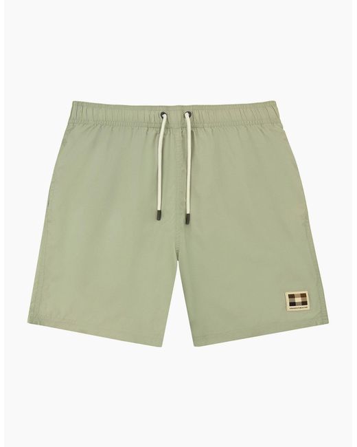 Aquascutum Green Club Check Pocket Beach Shorts Salvia 34 for men