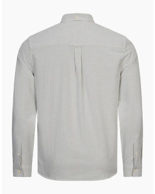 Lyle & Scott Gray Lyle & Scott Long Sleeve Seersucker Strike Shirt for men