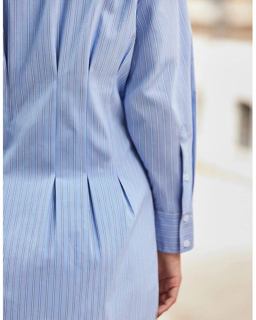 Ro&zo Blue Petite Striped Midi Shirt Dress