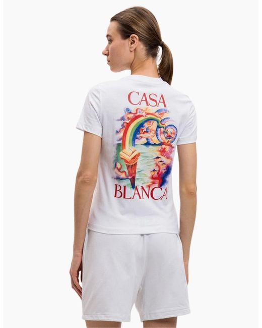 Casablanca White Printed Fitted Nature Teacher T-Shirt