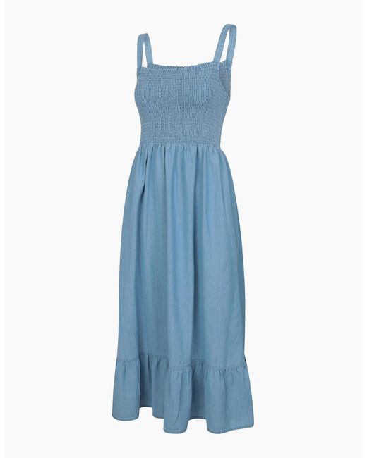 Mountain Warehouse Blue Ladies Marbella Strappy Shirred Midi Dress