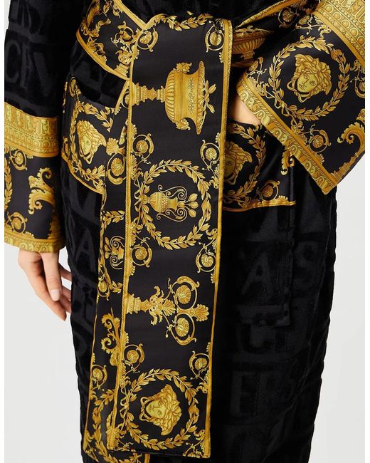 Versace Black Cotton Bathrobe for men