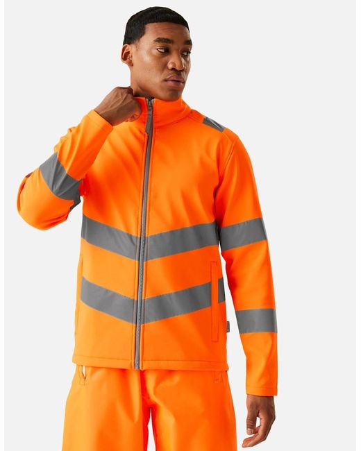 Regatta Orange Professional 2 Layer Hi-Vis Soft Shell Jacket for men
