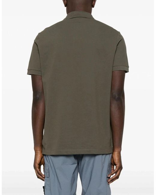 Stone Island Green Compass Patch Piquet Polo for men