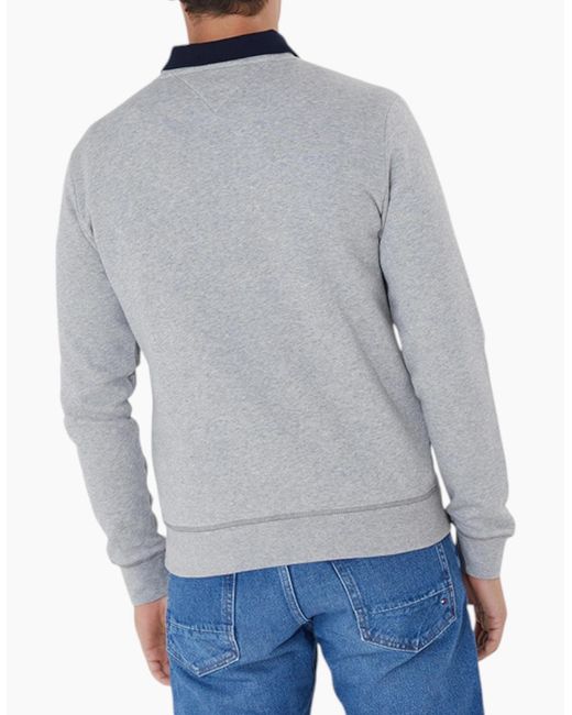Tommy Hilfiger Gray Sweatshirts Signature Flag Fleece Pullover Crew Neck Jumper for men