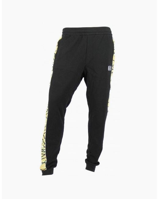 EA7 Black Slim Fit Camo Rubberised Logo Bottoms for men