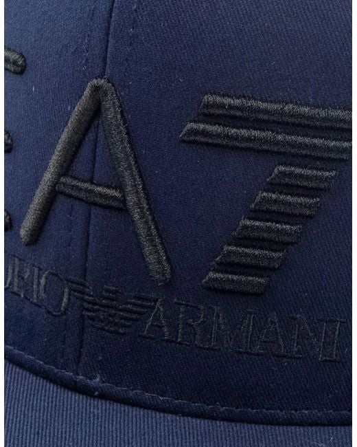 EA7 Blue Embroidered Logo Baseball Hat Dark for men