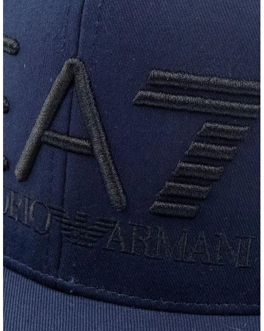 EA7 Blue Embroidered Logo Baseball Hat Dark for men