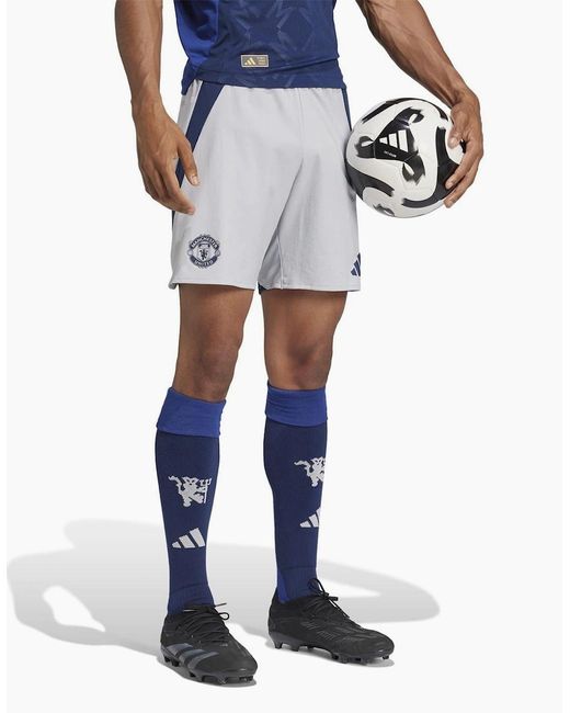 Adidas Gray Manchester United Bermuda Shorts for men