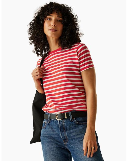 Regatta Red Ladies Bayletta Striped T-Shirt